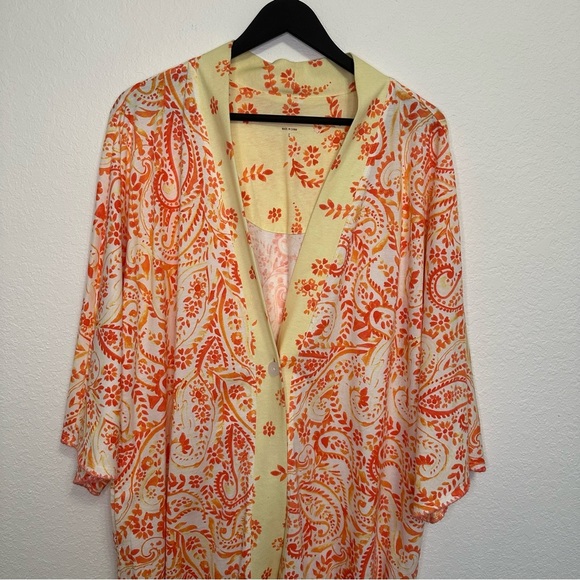 Midnight by Carole Hochman Paisley Robe - Orange and Cream - Picture 2 of 5